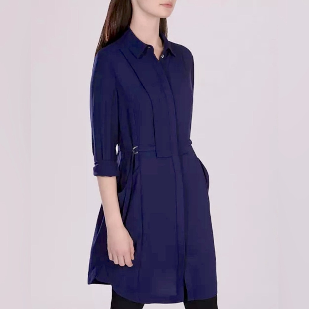 LAST CHANCE! Karen Millen Utility Navy Blue Long-sleeve Shirtdress Sz 10 US